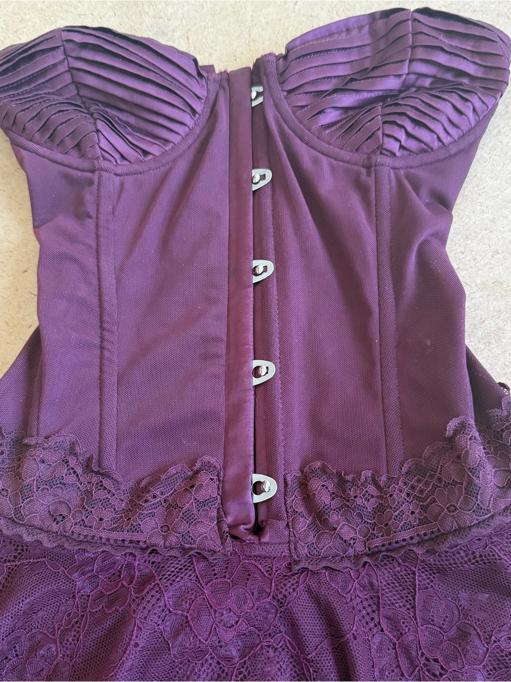 Outcast kala Burgundy Mini Dress with Corset Front - Picture 5 of 8